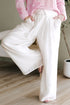 Casual Textured Tie Waist Pleated Wide Leg Pants