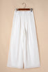 Casual Textured Tie Waist Pleated Wide Leg Pants