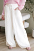 Casual Textured Tie Waist Pleated Wide Leg Pants