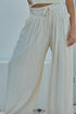 Casual Textured Tie Waist Pleated Wide Leg Pants