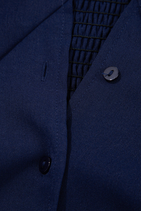 Casual V Neck Button Front Flutter Sleeve Empire Waist Midi Dress