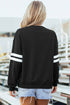 Sequin Ghosts Bows Graphic Varsity Striped Sleeve Pullover Sweatshirt