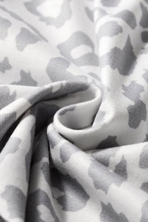 All Over Leopard Print Lace Up Accent Trim Shorts