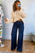 Wavy Crochet Hollow Out Long Sleeve Pullover Knit Sweater