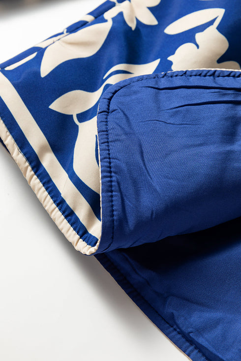 Bohemian Floral Print Open Front Buttoned Cuff Jacket