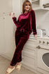 Plush Velvet Long Sleeve Top And Pant Set