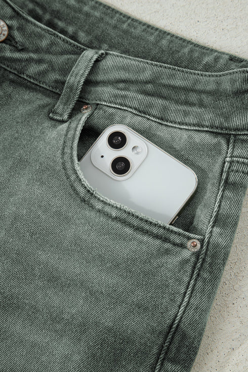 Distressed Raw Edge Wide Leg Denim Jeans