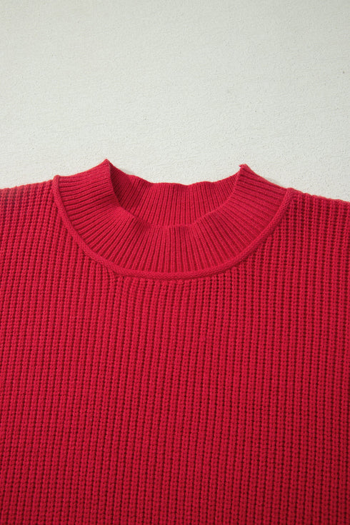 Modern Ribbed Knit Stand Neck Long Sleeve Sweater