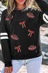 Light Catching Rhinestone Rugby Bow Graphic Sweatshirt