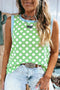 Polka Dot Pattern Trim Round Neck Loose Tank Top