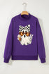 Cute Ghost Print Pullover Mock Neck Sweatshirt