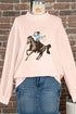 Cowboy Rodeo Print Western Mock Neck Sweatshirt