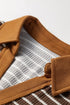 Striped Textured Collar V Neck Long Sleeve Pullover Top