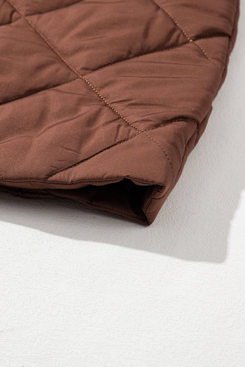 Casual Quilted Longline Stand Collar Puffer Vest