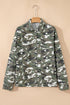 Camo Print Chest Pockets Loose Fit Denim Jacket