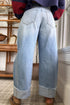 Raw Hem Turnup Loose Ankle Length Barrel Jeans