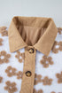 Flower Pattern Button Up Sherpa Fleece Jacket