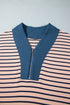 Striped V Neck Long Sleeve Lounge Set