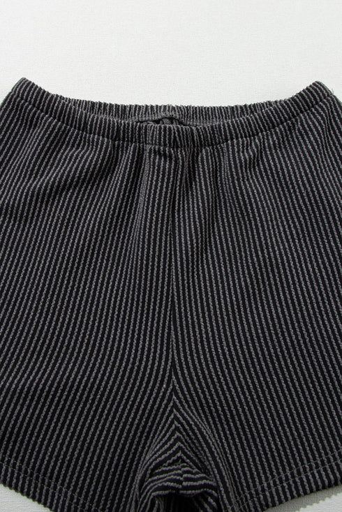 Corded Ribbed Knit Loose Fit Tee And Short Set