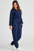 Ribbed Knit Half Zip Hooded Jogger Jumpsuit