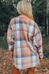 Textured Corduroy Patchwork Chest Pocket Plaid Shacket