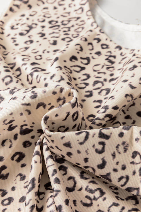 All Over Leopard Print Corduroy Knot Side Western Vest