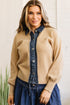 Placket Panel Drop Shoulder Shirt Collar Long Sleeve Cardigan