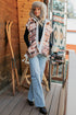 Geometric Print Fleece Metal Button Placket Shift Silhouette Vest