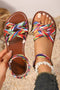 Polyester Caged Band Flat Roman Strap Sandals