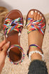 Polyester Caged Band Flat Roman Strap Sandals