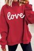 Sketch Heart Graphic Mock Neck Pullover Sweatshirt