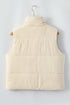 Textured Corduroy Stand Neck Zipped Puffer Vest
