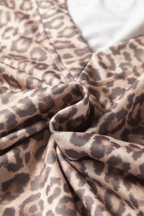 Modern Leopard Print V Neck Pullover Two Piece Dresses