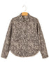 Abstract Camo Print Raw Hem Long Sleeve Collared Jacket