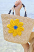 Crochet Flower Detail Boho Woven Shoulder Bag