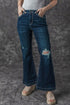 High Rise Ripped Straight Leg Western Denim Jeans