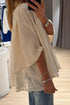 Sheer Lace Splicing Bracelet Sleeve Loose Flowy Blouse