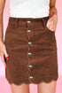 Button Front Corduroy Mini Pockets Sheath Silhouette Skirt