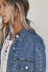 Rivet Embellished Western Regular Fit Long Sleeve Denim Jacket