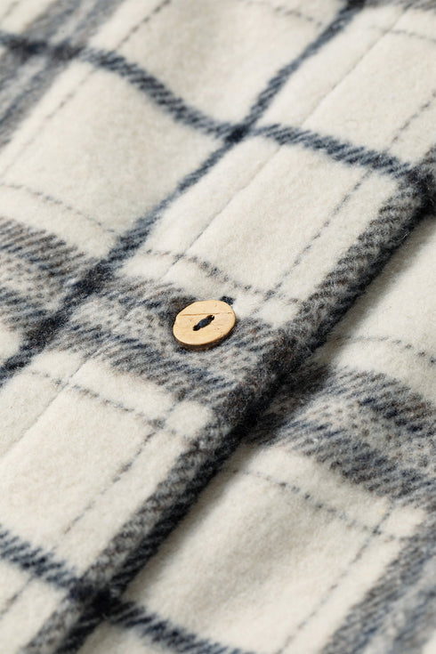 Plaid Button Up Long Sleeve Shift Silhouette Shacket