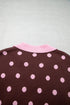 Polka Dot Pattern Collared Loose Pullover Sweater