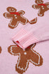 Gingerbread Pattern Round Neck Long Sleeve Shift Sweater