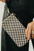 Checkered Woven Fringe Tassel Pu Leather Wristlet Handbag