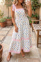 Floral Print Striped Knot Strap A Line Maxi Dress
