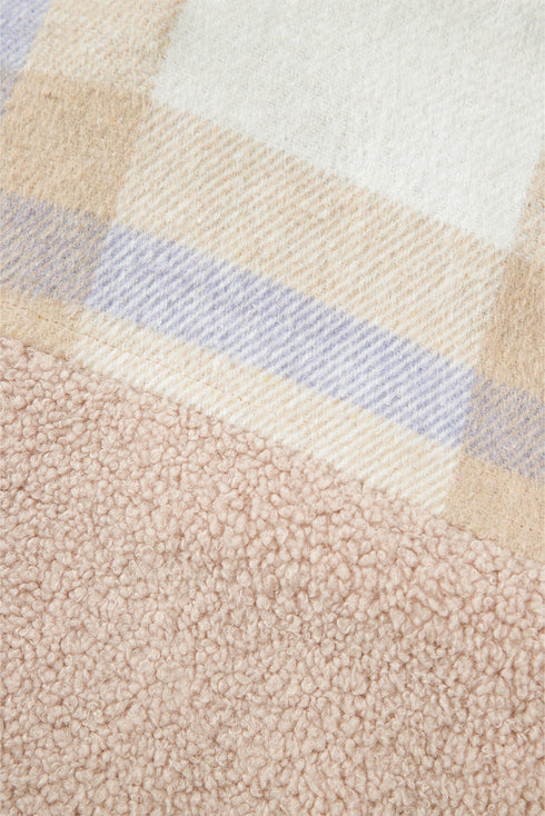 Casual Plaid Patchwork Sherpa Fleece Collared Long Coat