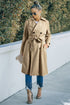 Modern Solid Lapel Collar Waist Tie Wind Coat