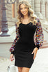 Sequin Bishop Sleeve U Neck Mini Sweater Dresses