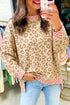 Leopard Polka Dot Trim Long Sleeve Top