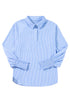 Pinstripe Long Sleeve Smocked Cuff Button Shirt Collar Blouse