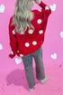 Oversized Polka Dot Button Front V Neck Cardigan